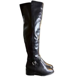 DV Dolce Vita Elyse Over-The-Knee OTK Buckle Block Heel Boot Black US 7.5